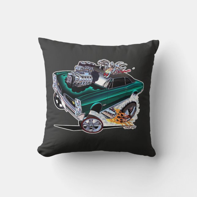 Vince Crains High Octane Art, 1966 GTO Goatinator Throw Pillow (Front)