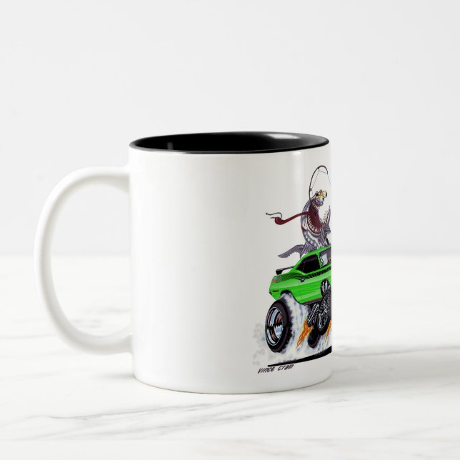 Vince Crains High Octane Art, 1970 AAR 'cuda Two-Tone Coffee Mug (Left)