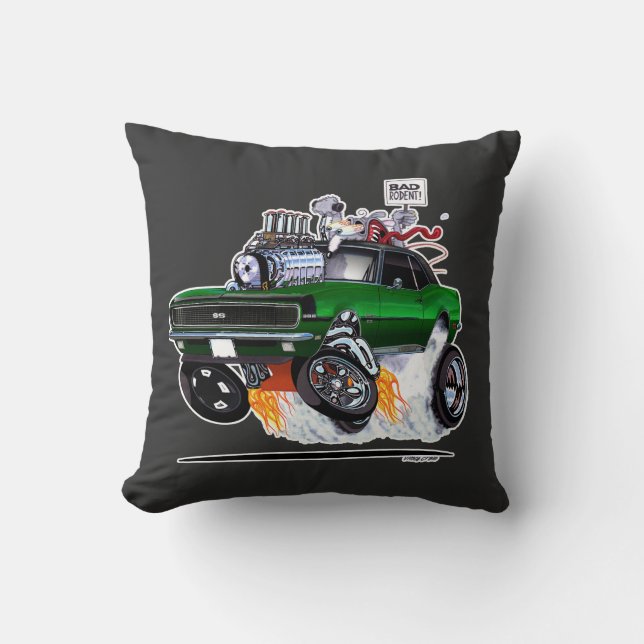 Vince Crains RAT POWER 1968 Camaro Throw Pillow (Front)