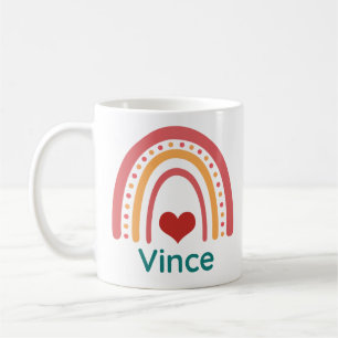 Vince Name Vintage Boho Rainbow Coffee Mug