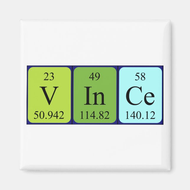 Vince periodic table name magnet (Front)