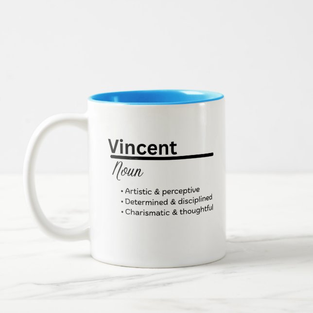 Vincent Name Meaning Mug | Personalized Boy Name (Gauche)