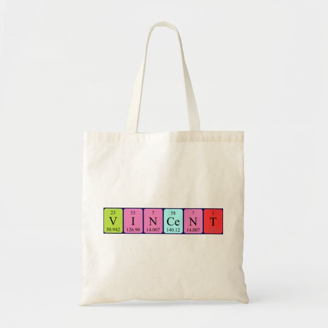 Vincent periodic table name tote bag (Front)