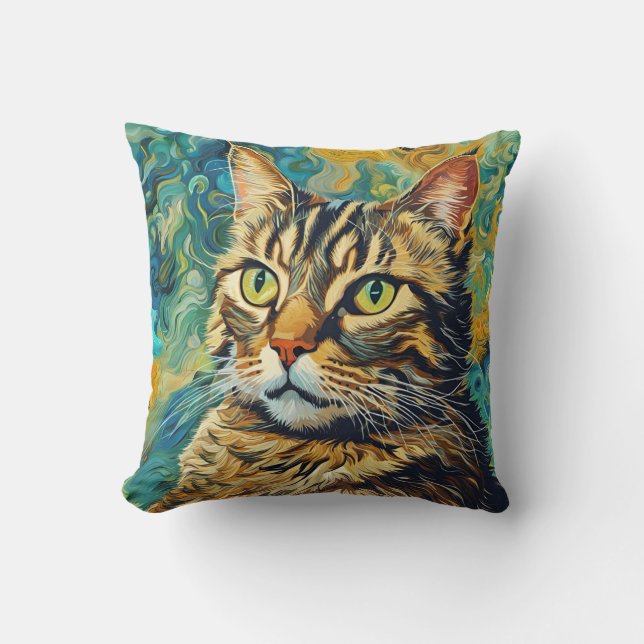 Vincent the Cat Throw Pillow (Front)