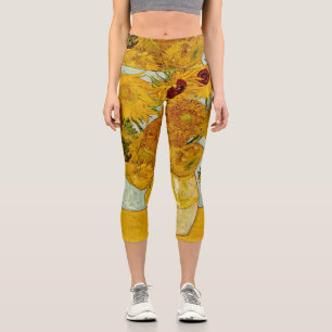 Vincent Van Gogh 12 Sunflowers Impressionist Capri Leggings