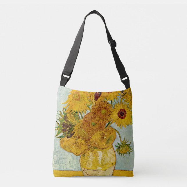 Vincent Van Gogh 12 Sunflowers Impressionist Crossbody Bag (Front)