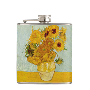 Vincent Van Gogh 12 Sunflowers Impressionist Hip Flask