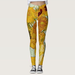 Vincent Van Gogh 12 Sunflowers Impressionist Leggings