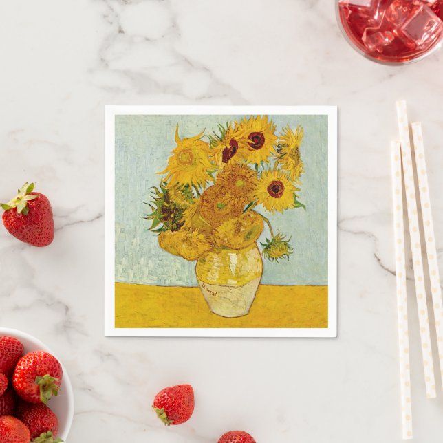 Vincent Van Gogh 12 Sunflowers Impressionist Napkin (Insitu)