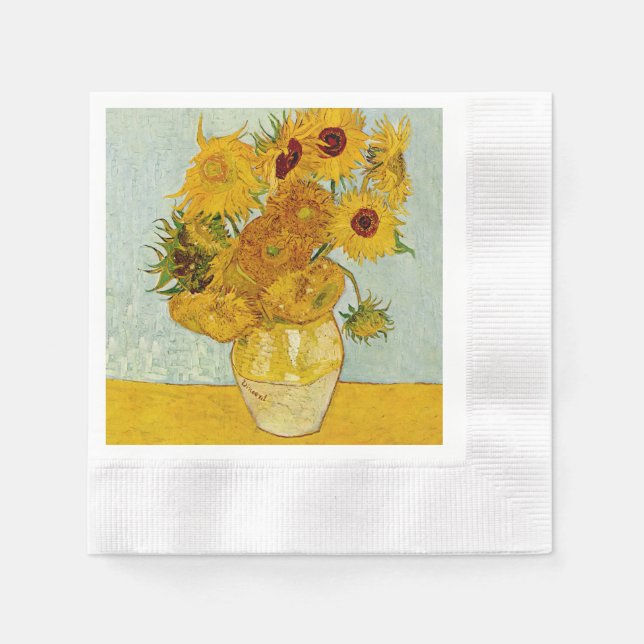 Vincent Van Gogh 12 Sunflowers Impressionist Napkin (Front)