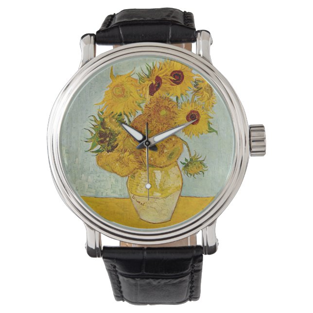 Vincent Van Gogh 12 Sunflowers Impressionist Watch (Front)
