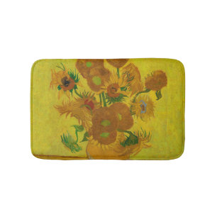 Vincent Van Gogh 15 Sunflowers Painting Bath Mat
