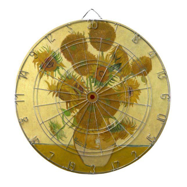 Vincent Van Gogh 15 Sunflowers Painting Dartboard (Front)