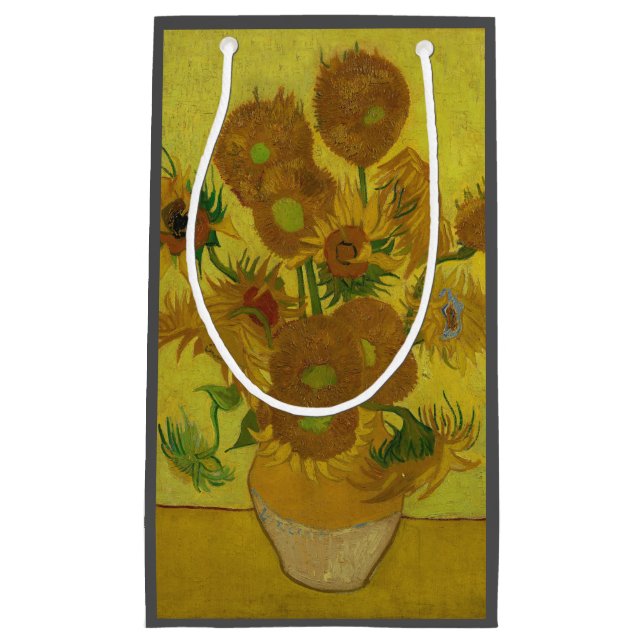 Vincent Van Gogh 15 Sunflowers Painting Small Gift Bag (Front)