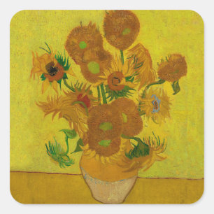 Vincent Van Gogh 15 Sunflowers Painting Square Sticker