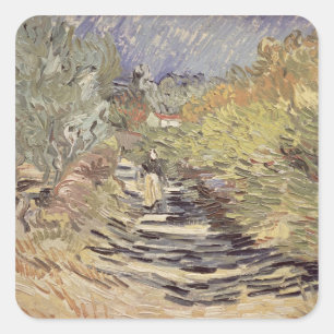 Vincent van Gogh A Road in St. Remy Square Sticker