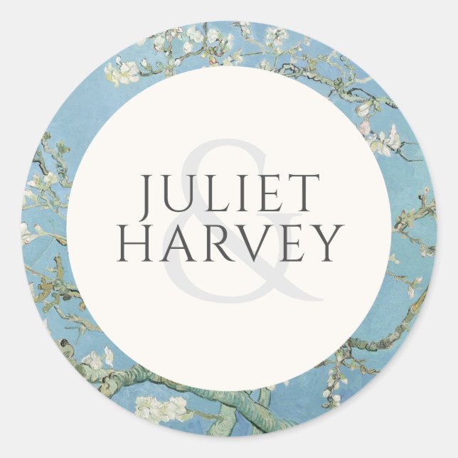 Vincent Van Gogh Almond Blossom Floral Wedding Classic Round Sticker