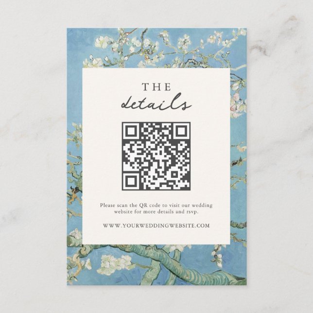 Vincent Van Gogh Almond Blossom Floral Wedding Enclosure Card (Front)