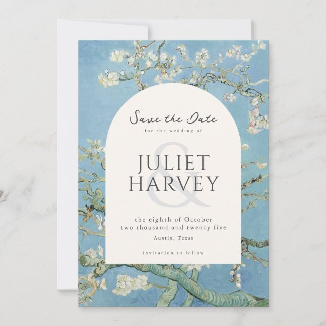 Vincent Van Gogh Almond Blossom Floral Wedding Save The Date (Front)