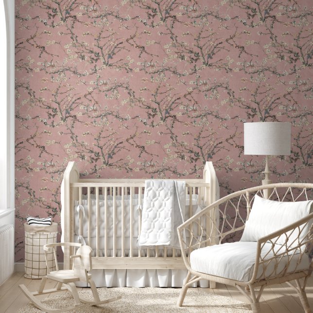 Vincent Van Gogh Almond Blossom on Rose Pink Wallpaper (Kids)