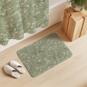 Vincent Van Gogh Almond Blossom on Sage Green Bath Mat