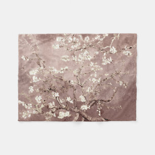 Vincent Van Gogh Almond Blossoms Beige Taupe Fleece Blanket