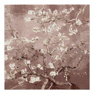 Vincent Van Gogh Almond Blossoms Beige Taupe Poster