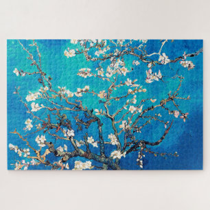 Vincent Van Gogh Almond Blossoms Bright Turquoise Jigsaw Puzzle