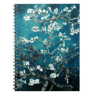 Vincent Van Gogh Almond Blossoms Dark Teal Notebook