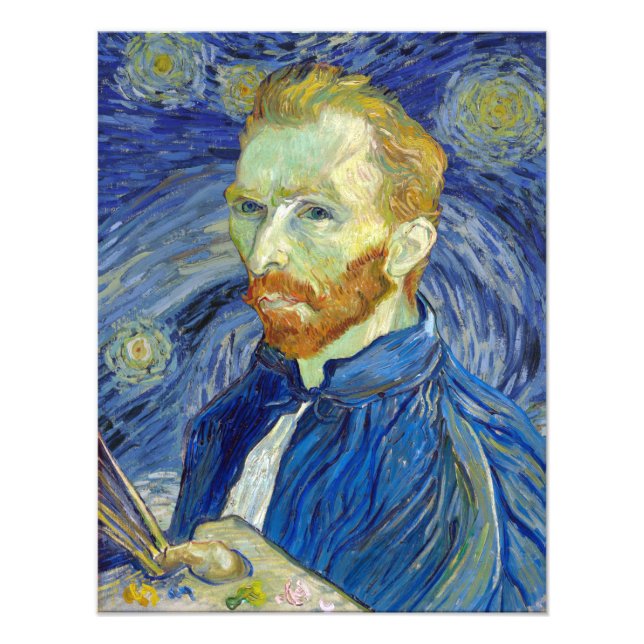 Vincent van Gogh Auto-portrait Starry Night Poster (Devant)