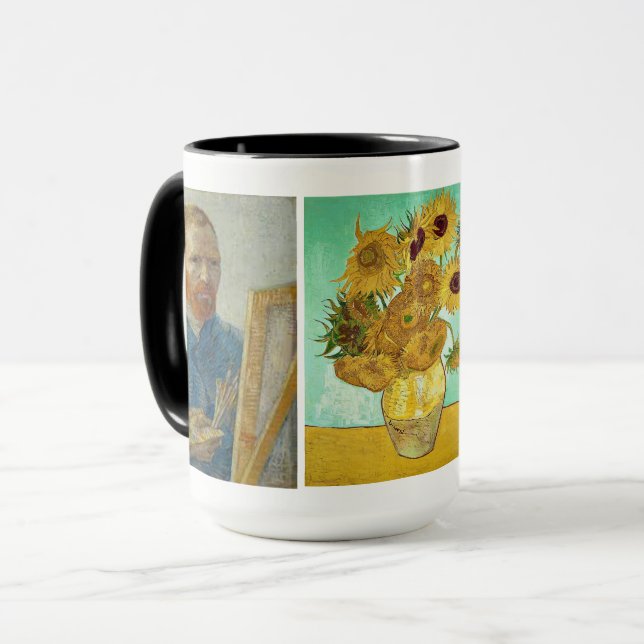 Vincent Van Gogh - Autoportrait & Sunflower Mug (Devant gauche)