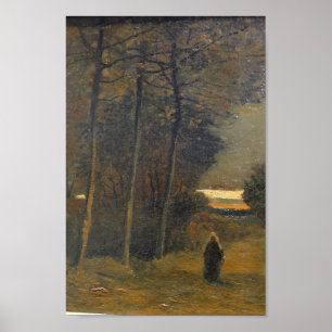 Vincent van Gogh Autumn Landscape at Dusk Painting Poster