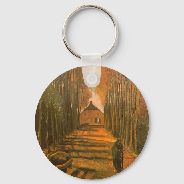 Vincent van Gogh - Avenue of Poplars in Autumn Keychain (Front)
