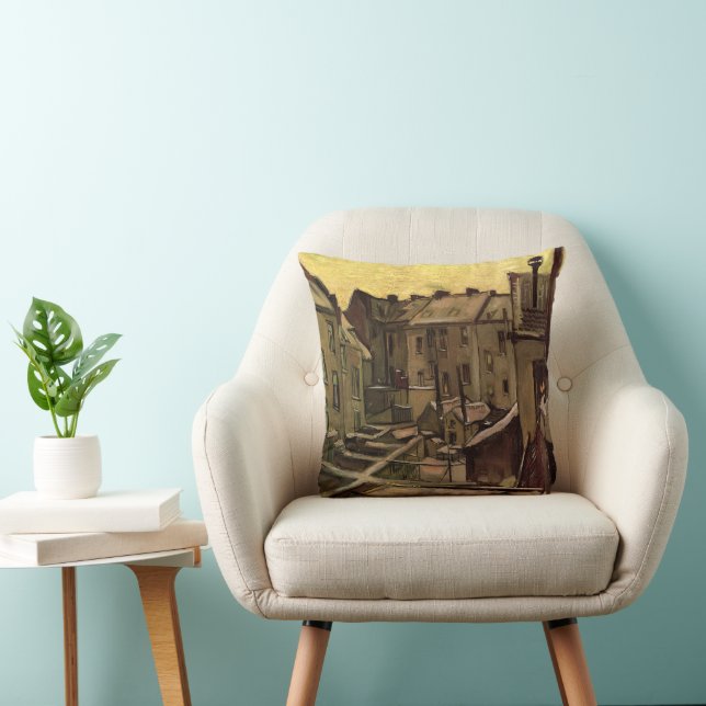 Vincent van Gogh, Backyards of Old Houses, Antwerp Throw Pillow (Chair)