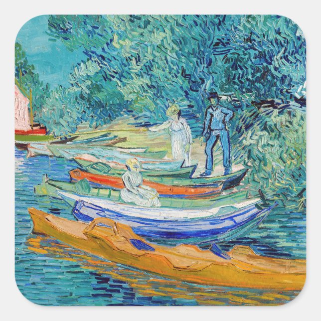 Vincent van Gogh - Bank of the Oise at Auvers Square Sticker (Front)