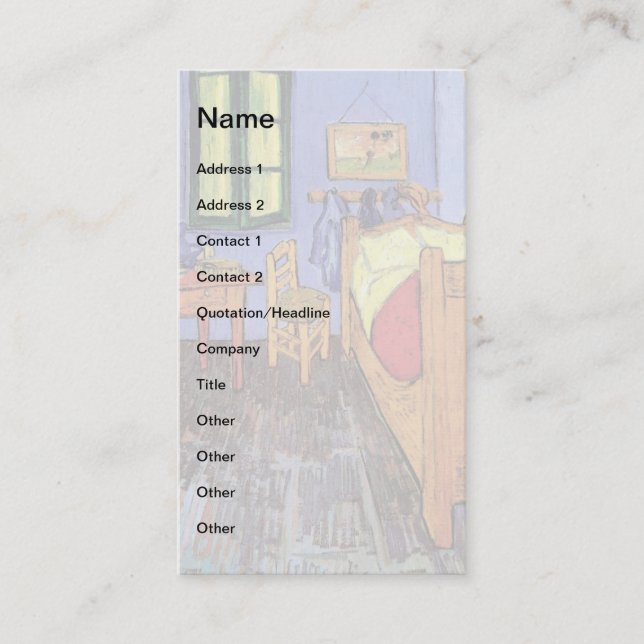 Vincent Van Gogh - Bedroom In Arles Fine Art Business Card (Front)