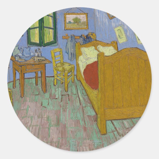 Vincent Van Gogh Bedroom Painting Classic Round Sticker (Front)
