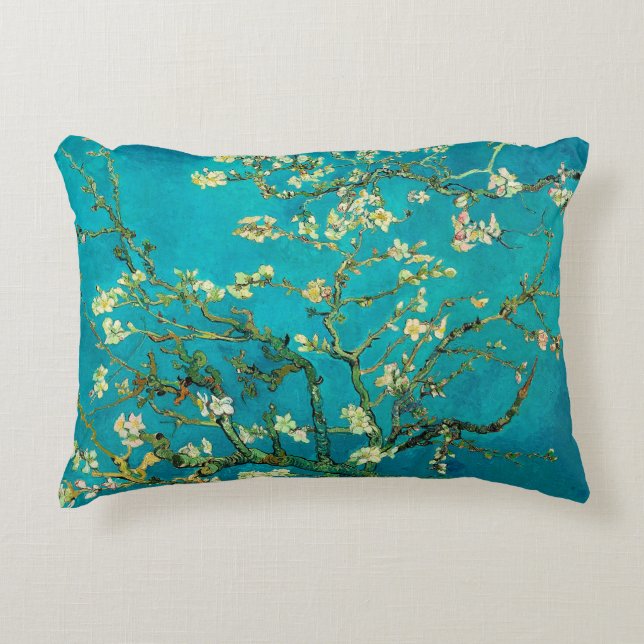 Vincent Van Gogh Blossoming Almond Tree Floral Art Decorative Pillow (Front)