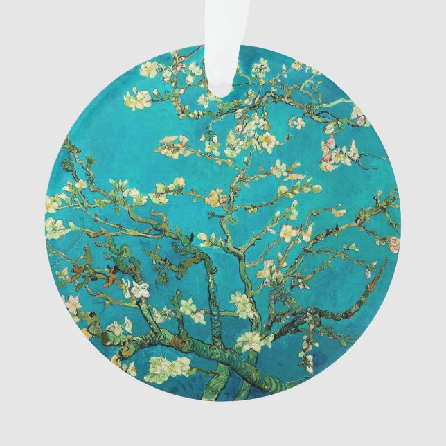 Vincent Van Gogh Blossoming Almond Tree Floral Art Ornament (Front)