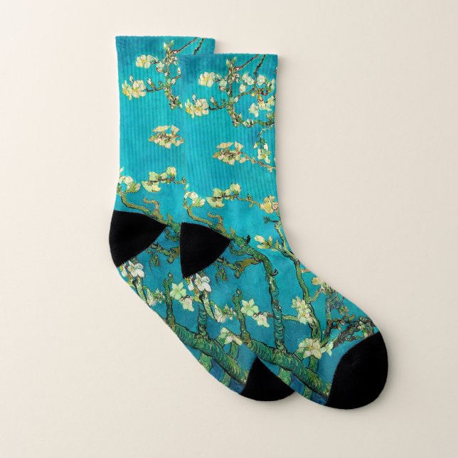 Vincent Van Gogh Blossoming Almond Tree Floral Art Socks (Pair)