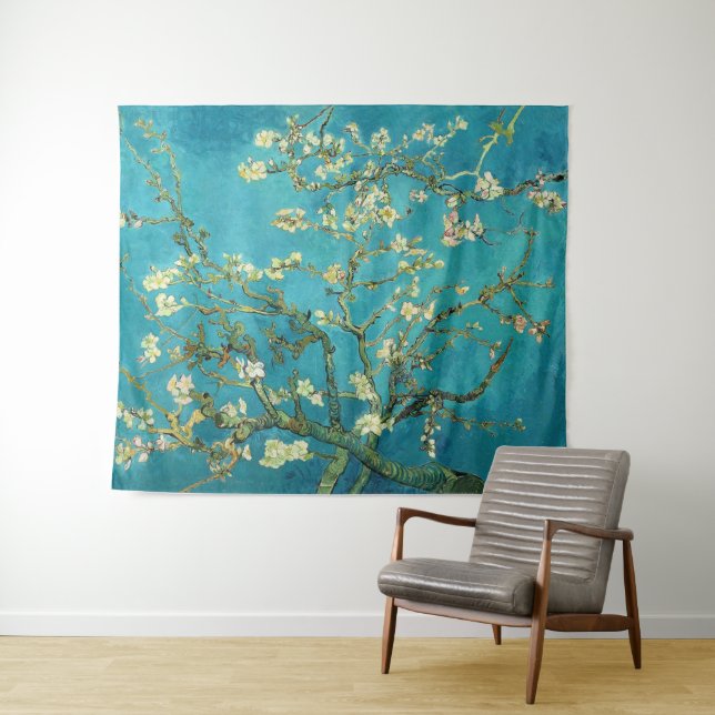 Vincent Van Gogh Blossoming Almond Tree Floral Art Tapestry (In Situ (Horizontal))