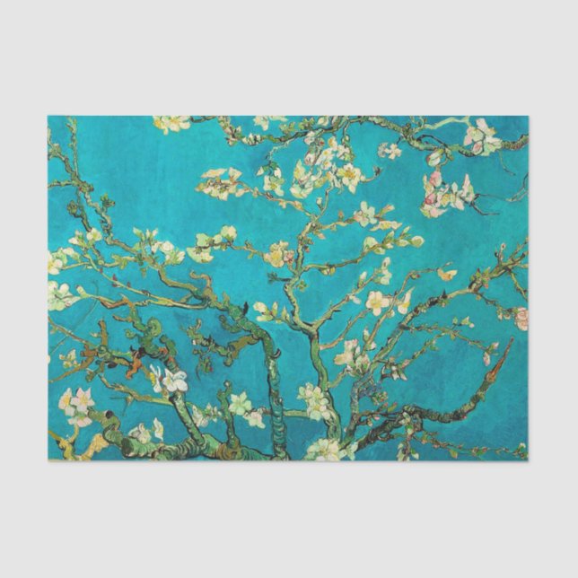 Vincent Van Gogh Blossoming Almond Tree Floral Art Tissue Paper (Front)