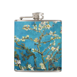 Vincent van Gogh, Blossoming Almond Tree. Vintage Hip Flask