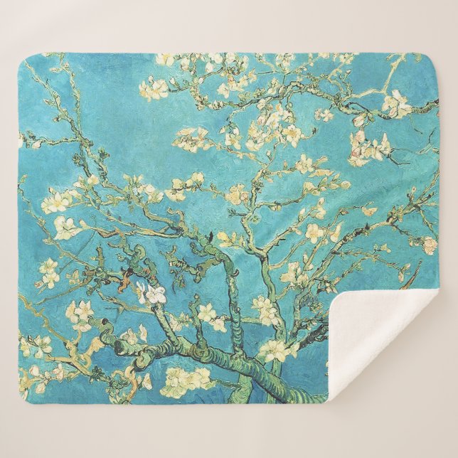 Vincent van Gogh Blossomong Almond Tree  Sherpa Blanket (Front (Horizontal))