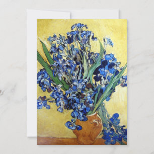 Vincent van Gogh, blue irises in yellow background