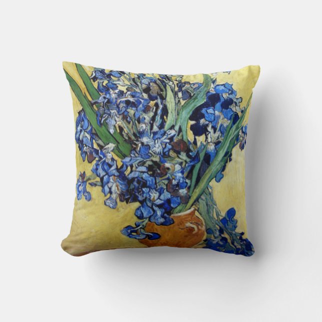 Vincent van Gogh, blue irises Throw Pillow (Front)