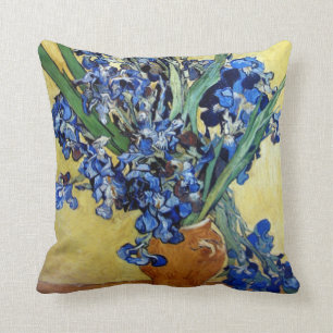 Vincent van Gogh, blue irises Throw Pillow