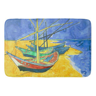 Vincent van Gogh Boats at Saintes-Marie watercol   Bath Mat
