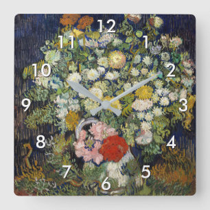Vincent van Gogh - Bouquet of Flowers in a Vase Square Wall Clock