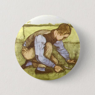 Vincent van Gogh - Boy Cutting Grass with Sickle 2 Inch Round Button